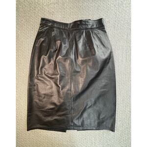 Vintage I B Diffusion Leather Skirt Sz 12 Black Minimalist Retro VTG